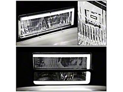 C-Bar LED DRL Headlights with Bumper and Corner Lights; Chrome Housing; Clear Lens (94-99 Yukon w/ Composite Headlights)