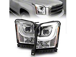 C-Bar Projector Headlights; Chrome Housing; Clear Lens (15-20 Yukon w/ Factory Halogen Headlights)