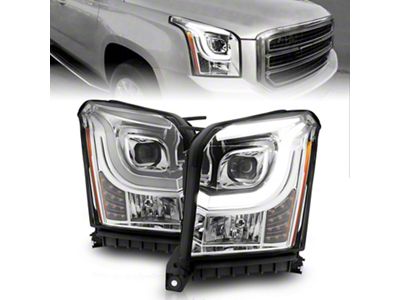 C-Bar Projector Headlights; Chrome Housing; Clear Lens (15-20 Yukon w/ Factory Halogen Headlights)