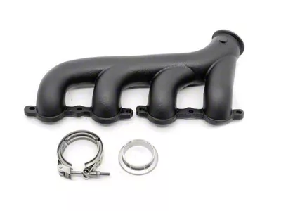 Cast Iron Exhaust Manifold with V-Band Clamp; Driver Side; Ceramic Black (07-12 Yukon)