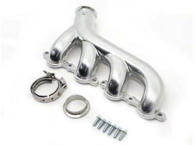 Cast Iron Exhaust Manifold with V-Band Clamp; Driver Side; Ceramic Silver (07-12 Yukon)