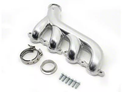 Cast Iron Exhaust Manifold with V-Band Clamp; Passenger Side; Ceramic Silver (07-12 Yukon)