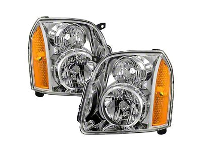 Crystal Headlights; Chrome Housing; Clear Lens (07-14 Yukon, Excluding Denali)