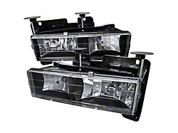 Crystal Headlights; Matte Black Housing; Clear Lens (92-99 Yukon w/ Factory Composite Headlights)