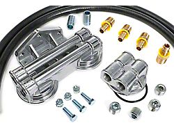 Double Oil Filter Relocation Kit with 90-Degree Bypass; 22mm x 1.50 Threads (15-22 5.3L Yukon)