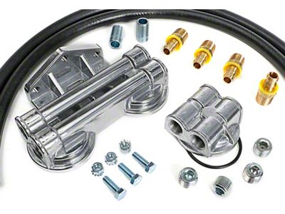 Double Oil Filter Relocation Kit with 90-Degree Bypass; 22mm x 1.50 Threads (15-22 5.3L Yukon)