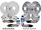 Drilled and Slotted 6-Lug Brake Rotor, Pad, Caliper, Brake Fluid and Cleaner Kit; Front and Rear (08-14 Yukon)