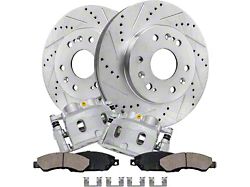 Drilled and Slotted 6-Lug Brake Rotor, Pad and Caliper Kit; Front (2007 Yukon)