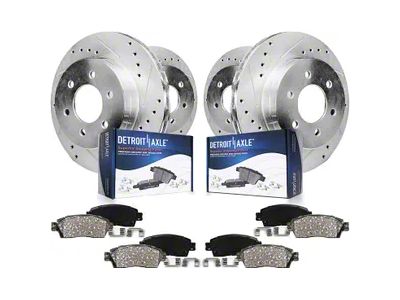Drilled and Slotted 6-Lug Brake Rotor and Pad Kit; Front and Rear (15-20 Yukon)
