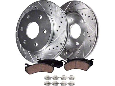 Drilled and Slotted 6-Lug Brake Rotor and Pad Kit; Front (08-20 Yukon)