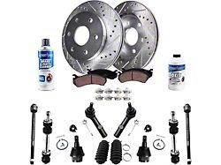 Drilled and Slotted 6-Lug Brake Rotor, Pad, Tie Rod, Sway Bar Link, Brake Fluid and Cleaner Kit; Front (08-14 Yukon)