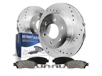 Drilled and Slotted 6-Lug Brake Rotor and Pad Kit; Rear (07-14 Yukon)