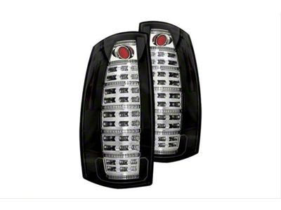 Fiber Optic LED Tail Lights; Bermuda Black Housing; Clear Lens (07-14 Yukon, Excluding Hybrid)