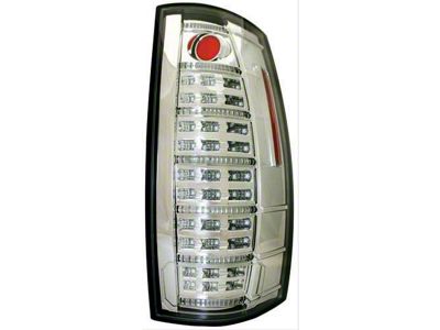 Fiber Optic LED Tail Lights; Chrome Housing; Crystal Clear Lens (07-14 Yukon, Excluding Hybrid)