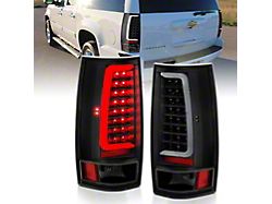 LED C-Bar Style Tail Lights; Black Housing; Clear Lens (07-14 Yukon)