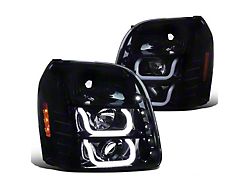 LED U-Bar Projector Headlights; Black Housing; Smoked Lens (07-14 Yukon)