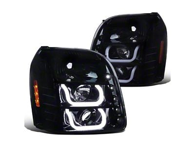 LED U-Bar Projector Headlights; Black Housing; Smoked Lens (07-14 Yukon)