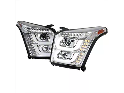 LED U-Bar Projector Headlights; Chrome Housing; Clear Lens (15-20 Yukon w/ Factory Halogen Headlights)