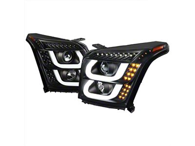 LED U-Bar Projector Headlights; Matte Black Housing; Clear Lens (15-20 Yukon w/ Factory Halogen Headlights)