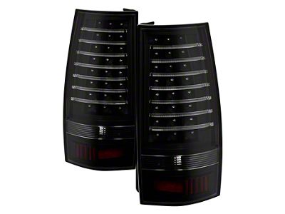Light Bar LED Tail Lights; Black Housing; Smoked Lens (07-14 Yukon, Excluding Hybrid)
