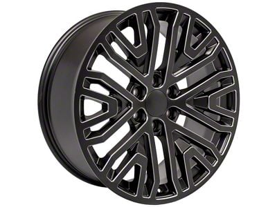 Next Gen Sierra Style Black Milled 6-Lug Wheel; 22x9; 28mm Offset (21-24 Yukon)