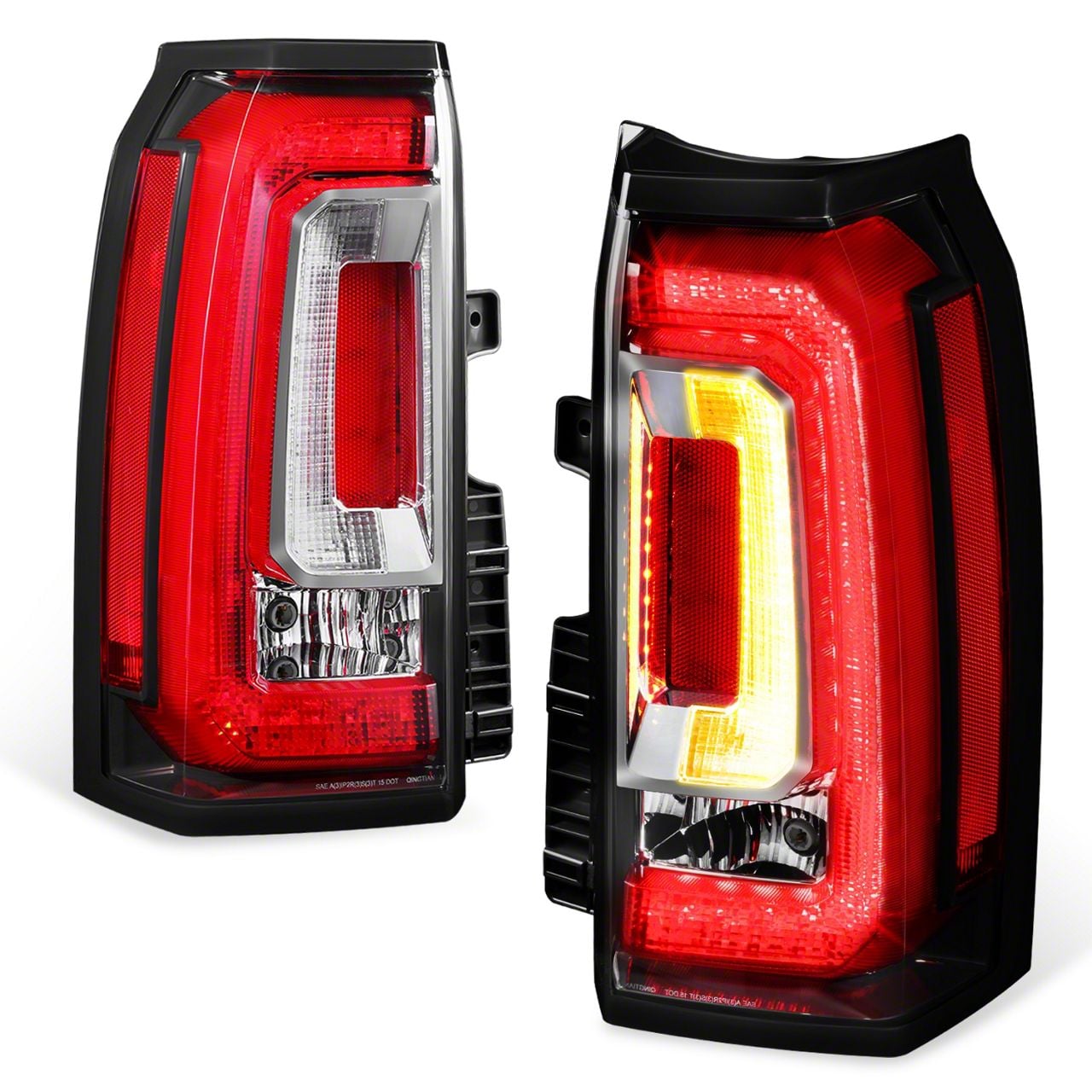 Yukon OE Style LED Tail Lights; Black Housing; Clear Lens (15-20