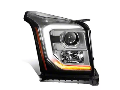 OE Style Projector Headlight; Chrone Housing; Clear Lens; Passenger Side (15-20 Yukon w/ Factory Halogen Headlights)