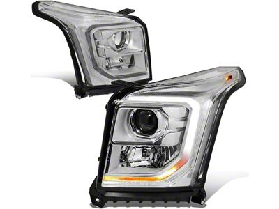 OE Style Projector Headlights with Clear Corners; Chrome Housing; Clear Lens (15-20 Yukon w/ Factory Halogen Headlights)