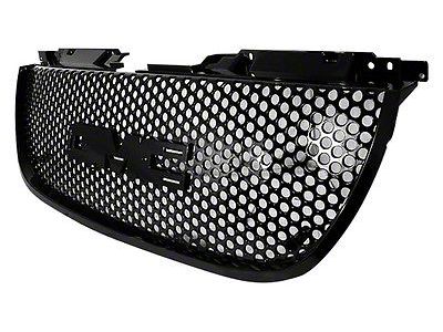 Round Hole Mesh Style Upper Replacement Grille; Black (07-12 Yukon)