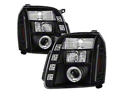 Signature Series LED Halo Projector Headlights; Black Housing; Clear Lens (07-14 Yukon)