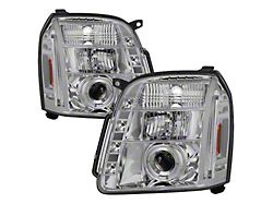 Signature Series LED Halo Projector Headlights; Chrome Housing; Clear Lens (07-14 Yukon)