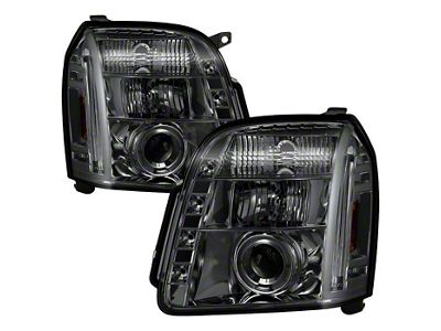 Signature Series LED Halo Projector Headlights; Chrome Housing; Smoked Lens (07-14 Yukon)