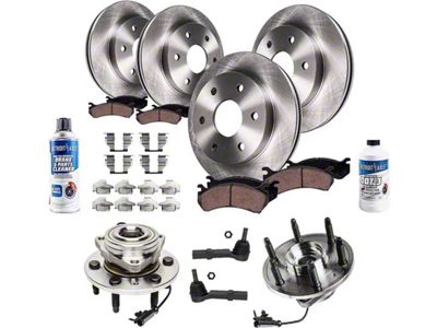 Vented 6-Lug Brake Rotor, Pad, Wheel Hub Assemblies, Brake Fluid and Cleaner Kit; Front and Rear (08-14 4WD Yukon)