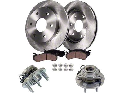 Vented 6-Lug Brake Rotor, Pad and Wheel Assemblies Kit; Front (08-14 4WD Yukon)