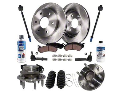 Vented 6-Lug Brake Rotor, Pad, Wheel Hub Assemblies, Brake Fluid, Cleaner and Tie Rod Kit; Front (08-14 2WD Yukon)