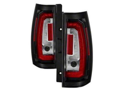 Version 2 LED Tail Lights; Black Housing; Red Clear Lens (07-14 Yukon, Excluding Hybrid)