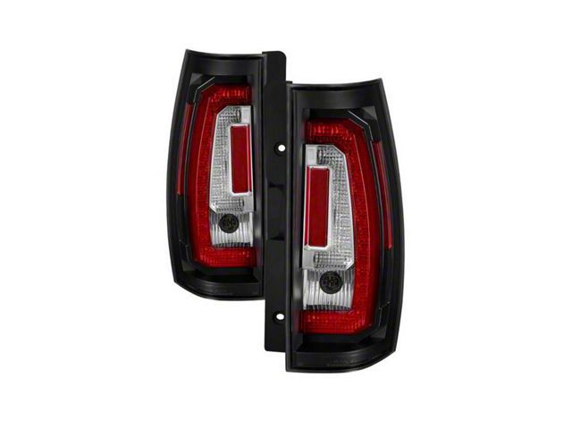 Version 2 LED Tail Lights; Black Housing; Red Clear Lens (07-14 Yukon, Excluding Hybrid)