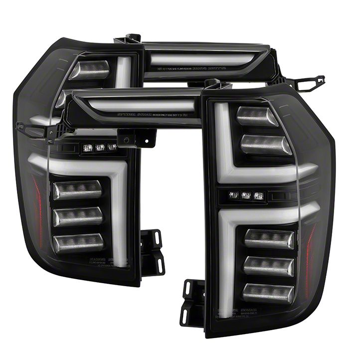 Yukon White Light Bar LED Tail Lights; Black Housing; Clear Lens (21-24 ...