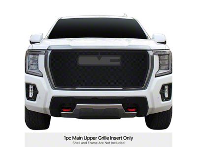 Wire Mesh Upper Grille Overlay with Emblem Hole; Black (21-24 Yukon, Excluding Denali)