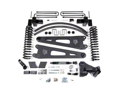 Zone Offroad 6-Inch Radius Arm Suspension Lift Kit with Nitro Shocks (17-19 4WD 6.7L Powerstroke F-350 Super Duty w/ Factory 2-Leaf Rear Main Spring Pack)