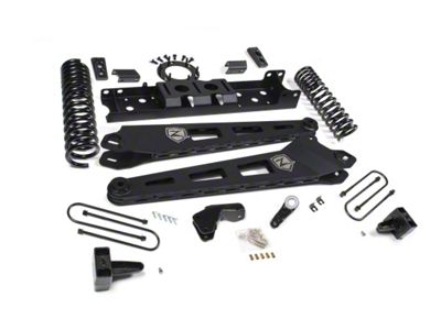 Zone Offroad 4-Inch Front Radius Arm / 2-Inch Rear Block Suspension Lift Kit with Fox Shocks (19-24 4WD 6.4L RAM 3500 w/o Factory Overload Springs)