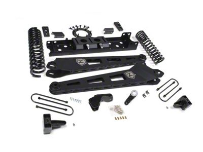 Zone Offroad 4-Inch Front Radius Arm / 2-Inch Rear Block Suspension Lift Kit with Fox Shocks (19-24 4WD 6.4L RAM 3500 w/ Factory Overload Springs)