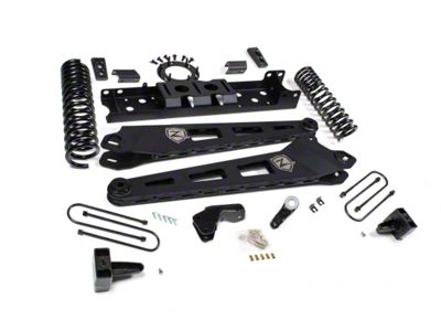 Zone Offroad 4.50-Inch Front / 2-Inch Rear Radius Arm Suspension Lift Kit with Nitro Shocks (19-24 4WD 6.7L RAM 3500 SRW w/ 6-Bolt Transfer Case & w/o Air Ride & Factory Overload Springs, Excluding Mega Cab w/ AISIN Transmission)