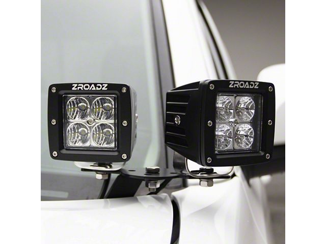 ZRoadz Four 3-Inch LED Pod Lights with Hood Hinge Mounting Brackets (17-20 F-150 Raptor)