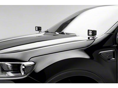 ZRoadz Two 3-Inch LED Pod Lights with Hood Hinge Mounting Brackets (19-25 Ranger)