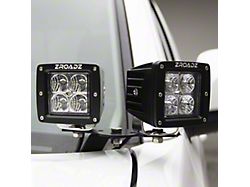 ZRoadz Four 3-Inch LED Pod Lights with Hood Hinge Mounting Brackets (19-24 Sierra 1500)