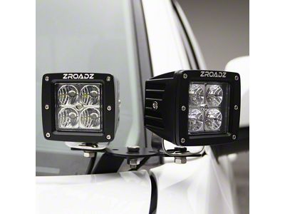 ZRoadz Four 3-Inch LED Pod Lights with Hood Hinge Mounting Brackets (20-23 Silverado 3500 HD)