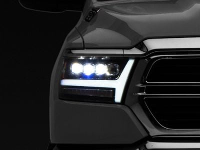 AlphaRex NOVA-Series LED Projector Headlights; Jet Black Housing; Clear Lens (19-24 RAM 1500 w/ Factory Halogen Headlights)