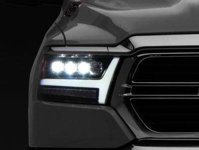 AlphaRex NOVA-Series LED Projector Headlights; Matte Black Housing; Clear Lens (19-24 RAM 1500 w/ Factory Halogen Headlights)