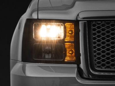 Euro Crystal Headlights; Matte Black Housing; Clear Lens (07-13 Sierra 1500)